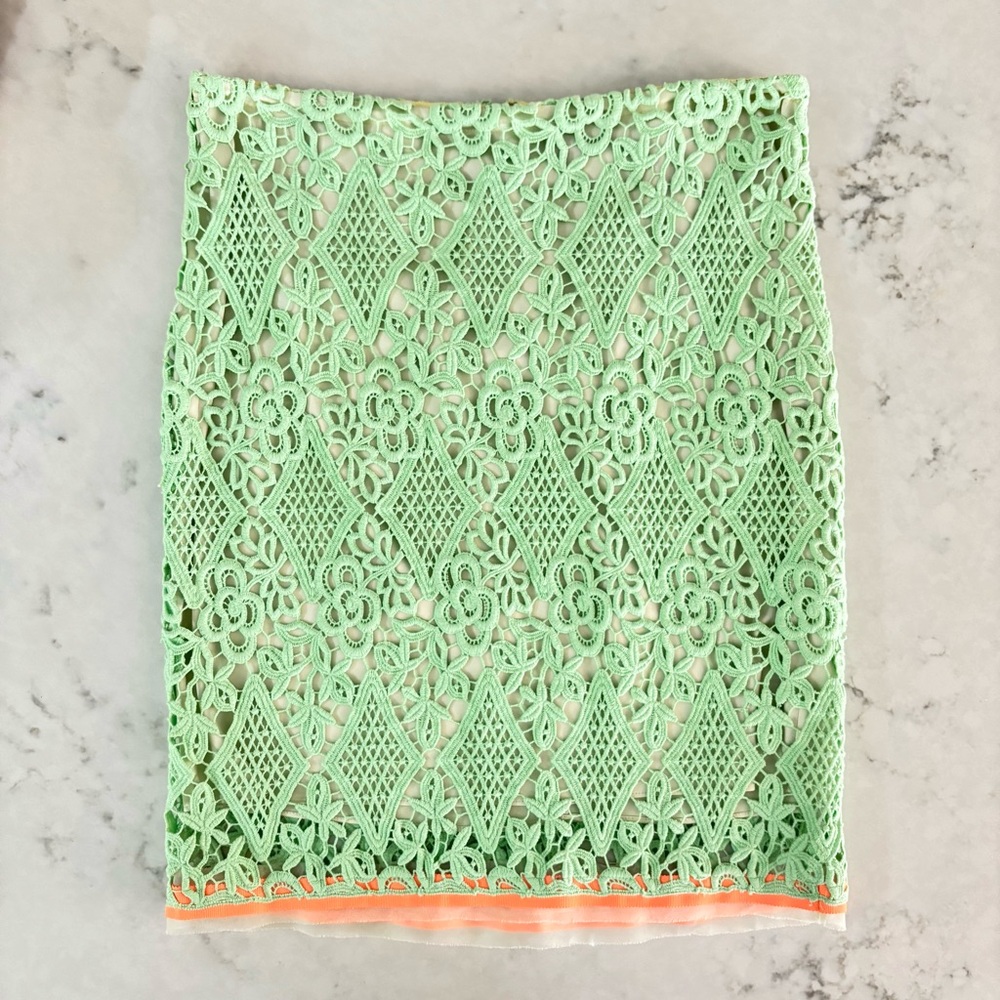 NWT Elie Tahari “Bella” Green Embellished Mini Pencil Skirt for Summer Night Out